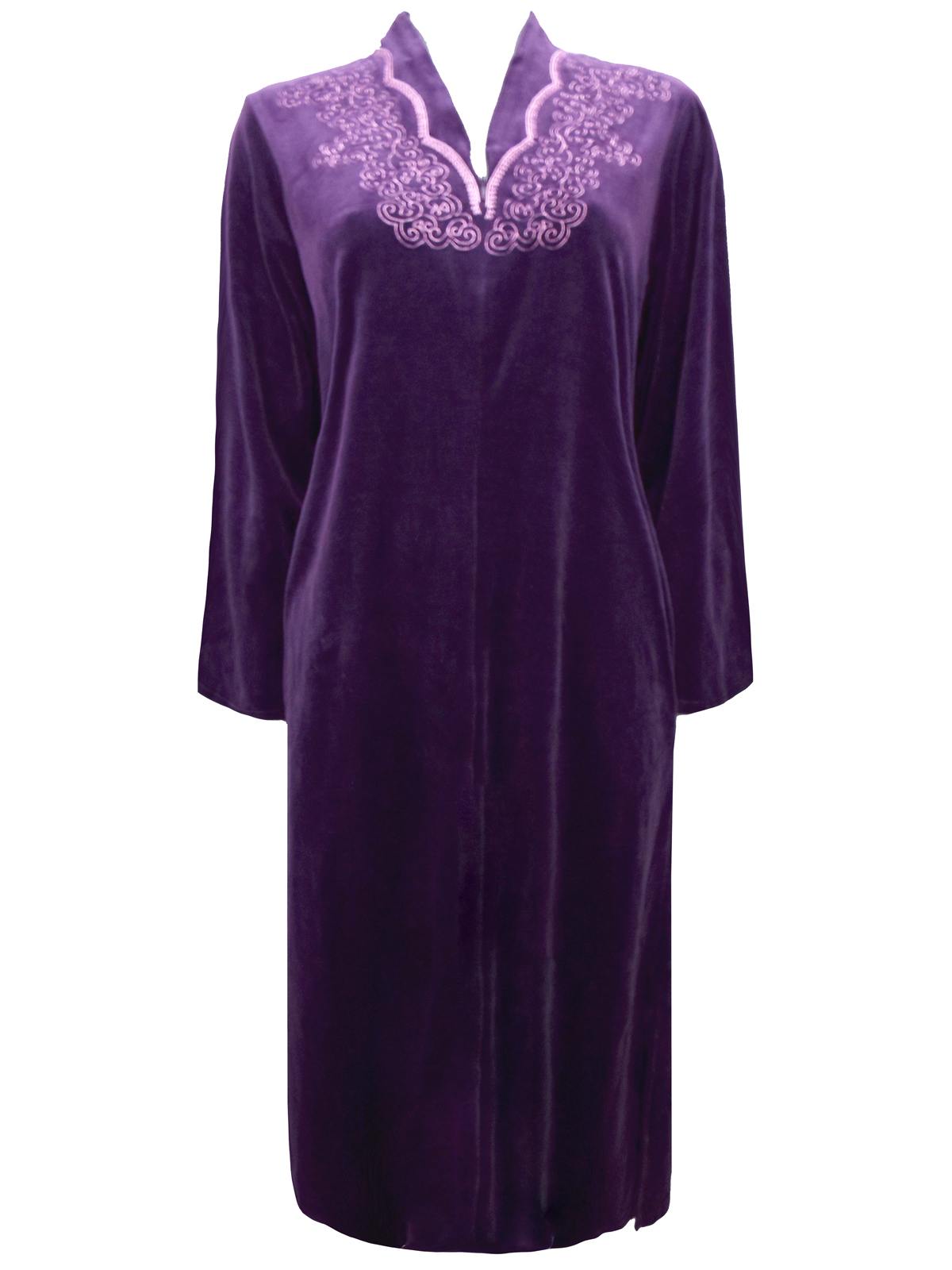 Bhs Bh Purple Embroidered Velour Robe Nightdress Size To