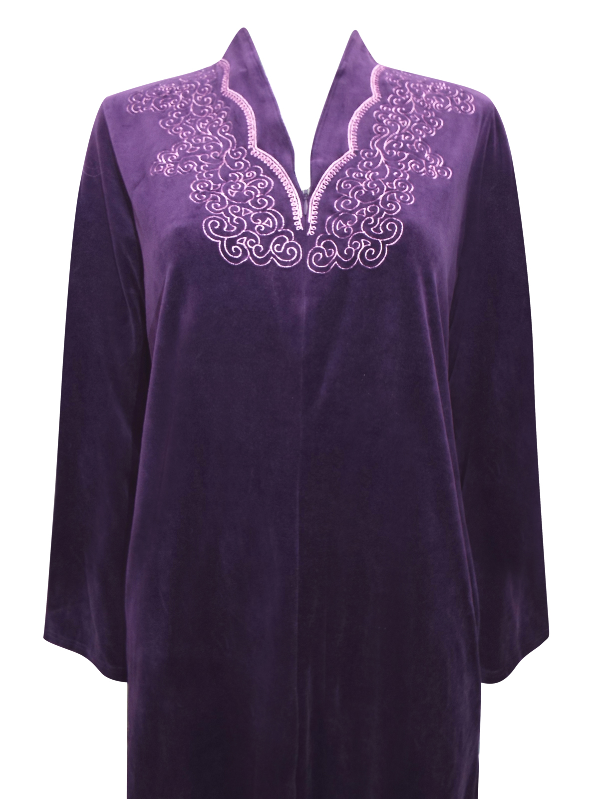 Bhs Bh Purple Embroidered Velour Robe Nightdress Size To