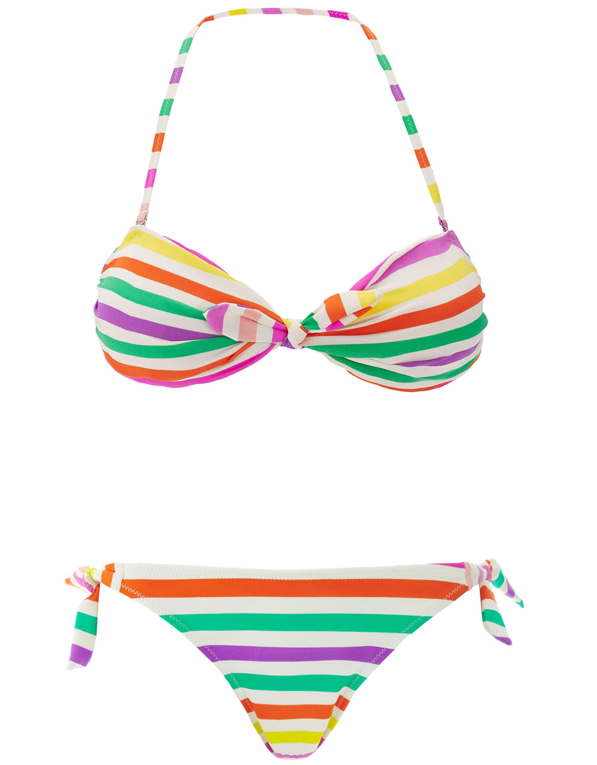 rainbow striped bandeau bikini