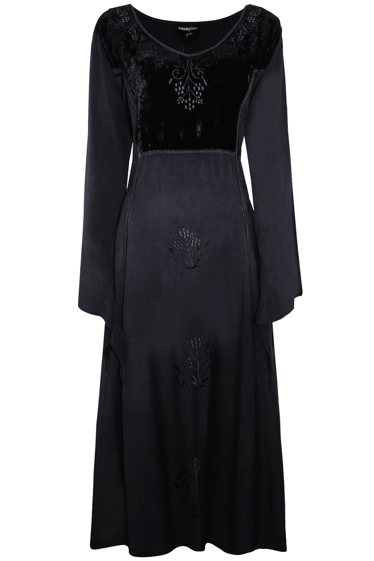 eaonplus BLACK Demonic Princess Velvet Embroidered Dress - Plus Size 18 ...