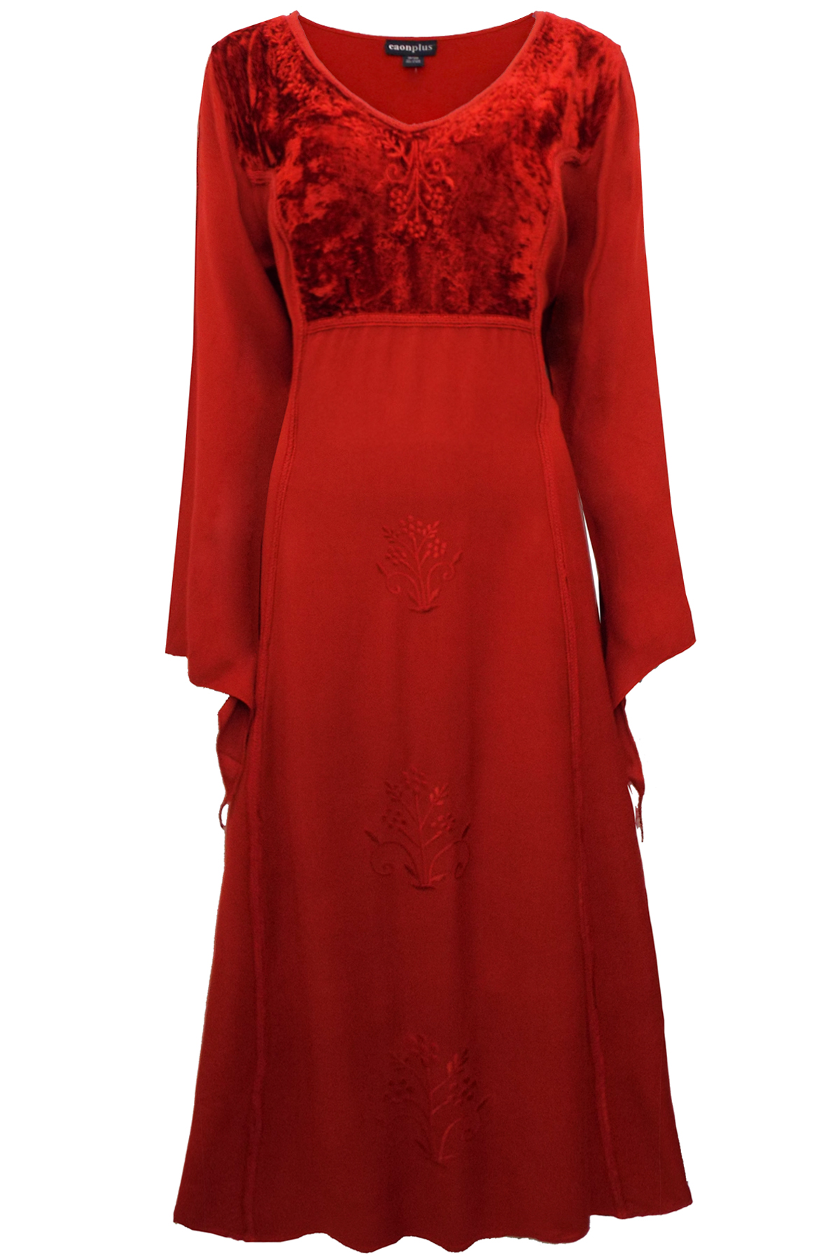 eaonplus RED Empire Renaissance Velvet Embroidered Dress - Plus Size 18 ...