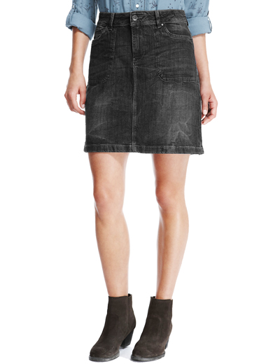 Marks and Spencer - - M&5 BLACK Cotton Rich Denim Skirt - Size 8 and 14