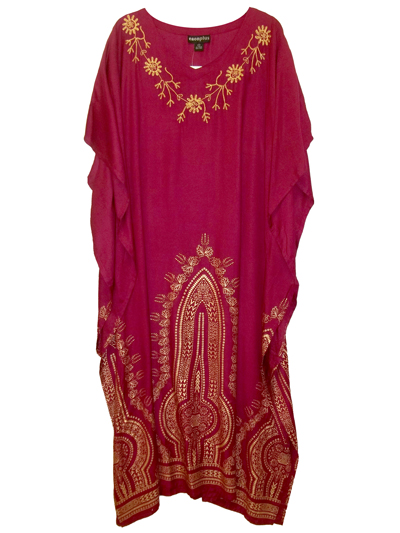 eaonplus BERRY Regal Gold Foil Border Print Kaftan Dress - Size 14to20 ...