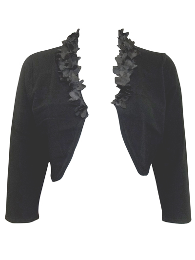 //text.. - - BLACK Confetti Corsage Open Front Knitted Bolero - UK Size ...