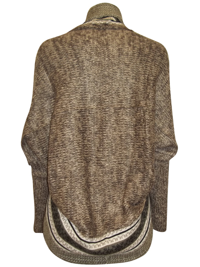 Nina Murati - - BROWN Ethnic Knitted Cocoon Cardigan with Wool - Size ...