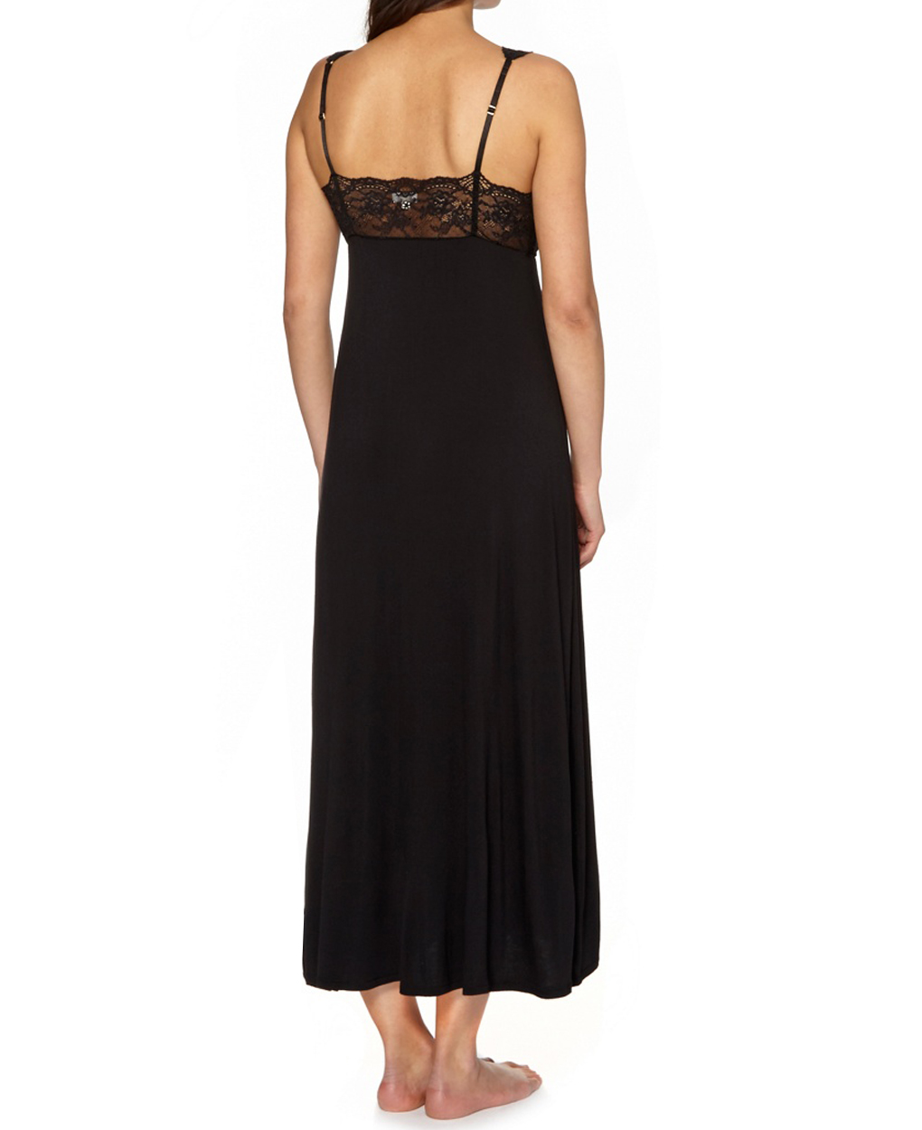 Debenhams - - D3benhams BLACK Delicate Lace Long Nightdress - Size 8 to 14