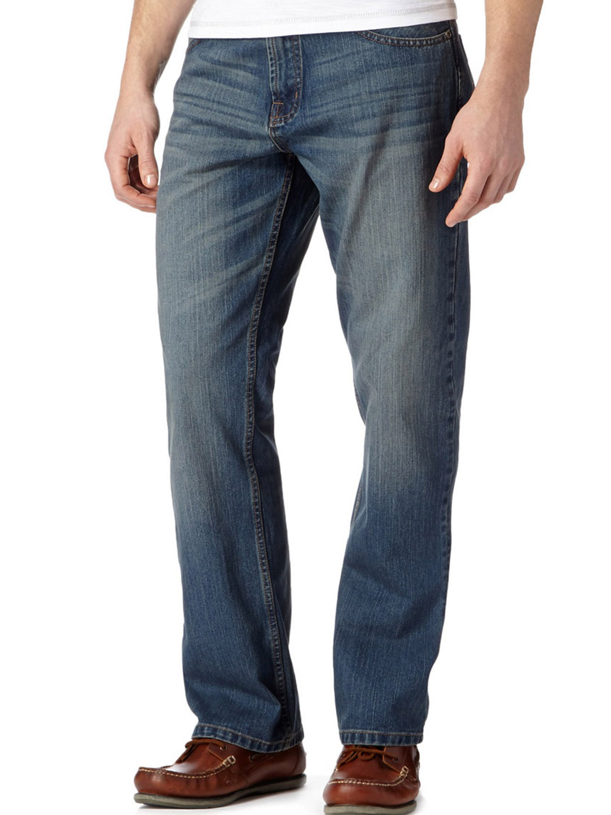 Debenhams - - D3benhams Mens BLUE Stonewash Regular Fit Denim Jeans ...