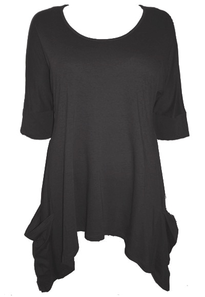 Marks and Spencer - - M&5 Black Scoop Neck Handkerchief Hem T-Shirt ...