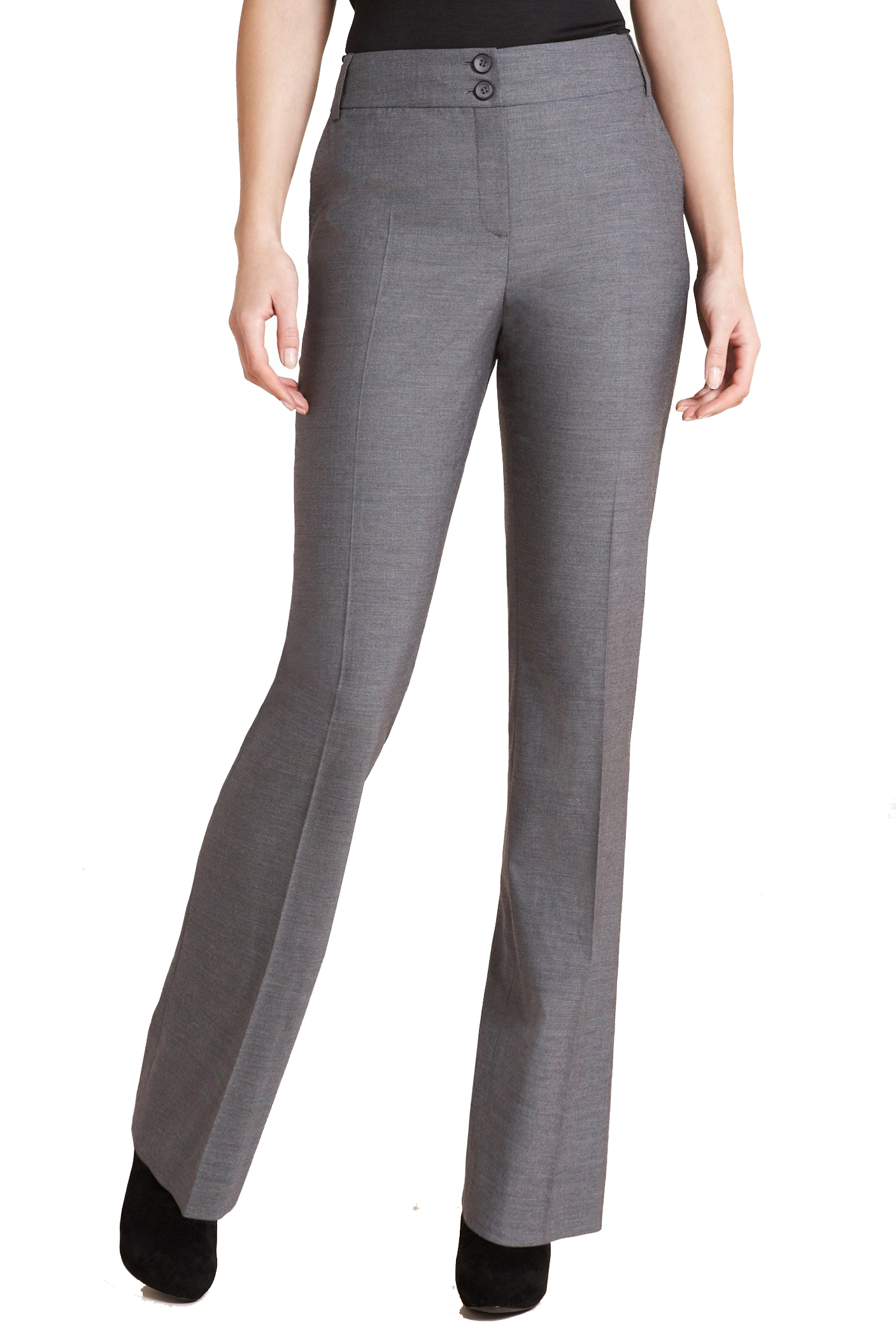 Marks and Spencer - - M&5 GREY Flat Front Wide Leg Trousers - Size 8 to 12